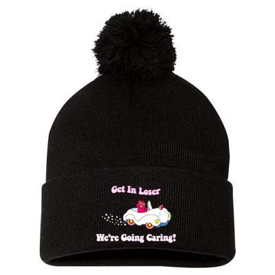Get In Loser Were Going Caring Funny Bear Pom Pom 12in Knit Beanie