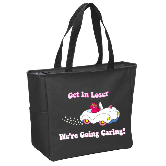 Get In Loser Were Going Caring Funny Bear Zip Tote Bag