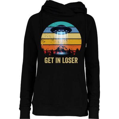 Get In Loser Alien Bigfoot Plus Size Womens Funnel Neck Pullover Hood