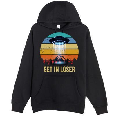 Get In Loser Alien Bigfoot Plus Size Premium Pullover Hoodie