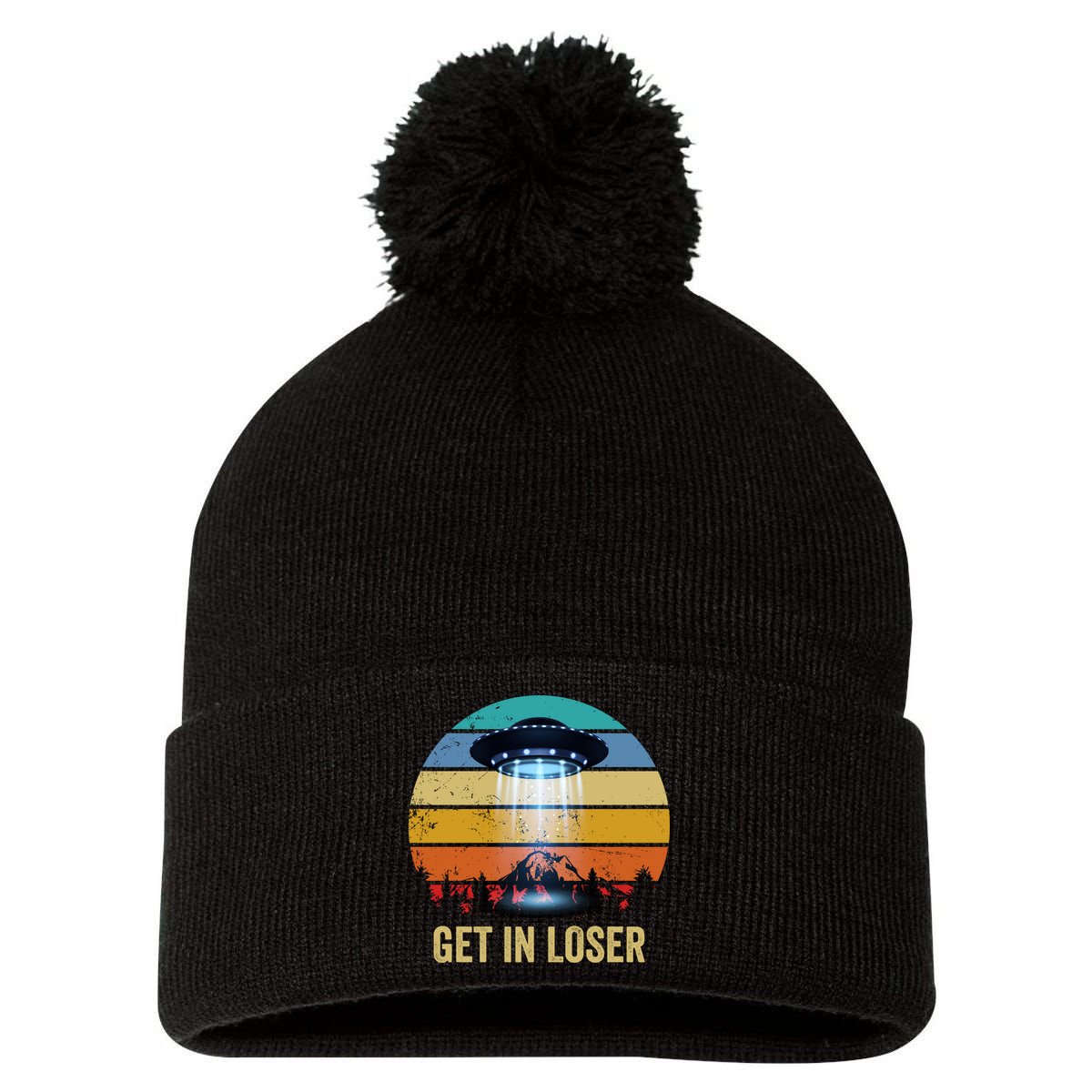 Get In Loser Alien Bigfoot Plus Size Pom Pom 12in Knit Beanie