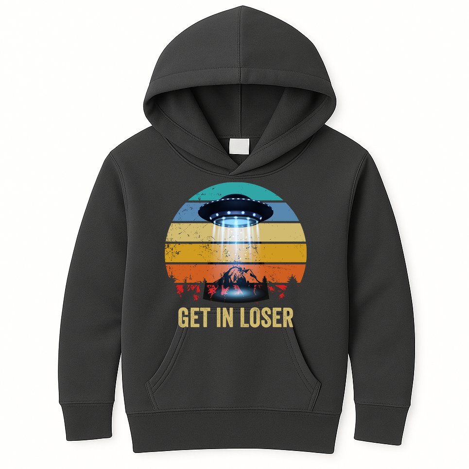 Get In Loser Alien Bigfoot Plus Size Kids Hoodie