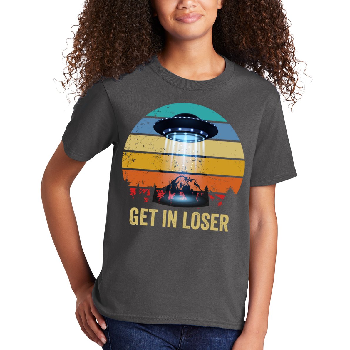 Get In Loser Alien Bigfoot Plus Size Kids T-Shirt
