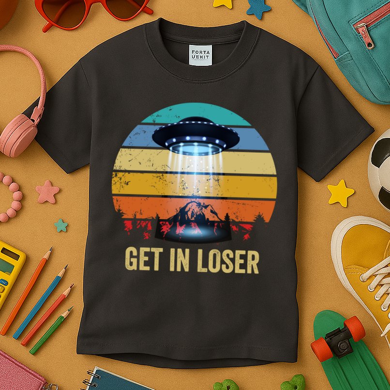 Get In Loser Alien Bigfoot Plus Size Kids T-Shirt