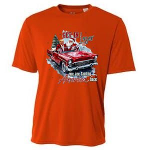 Get In Loser We Are Taking America Back Trump Santa Xmas Cooling Performance Crew T-Shirt