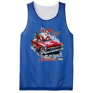 Get In Loser We Are Taking America Back Trump Santa Xmas Mesh Reversible Basketball Jersey Tank