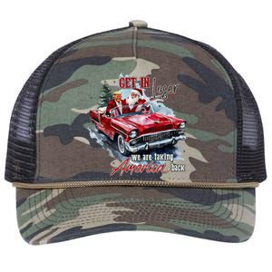 Get In Loser We Are Taking America Back Trump Santa Xmas Retro Rope Trucker Hat Cap