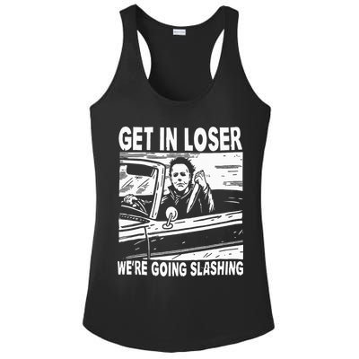 Get In Loser We're Going Slashing Horror Character Halloween Ladies PosiCharge Competitor Racerback Tank