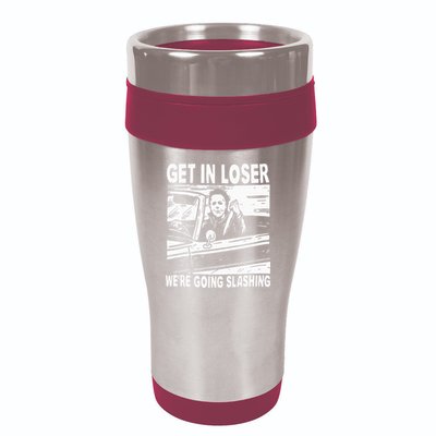 Get In Loser We're Going Slashing Horror Character Halloween 16oz Travel Tumbler
