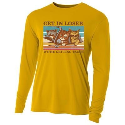 Get In Loser We're Getting Tacos Funny Cats Cooling Performance Long Sleeve Crew