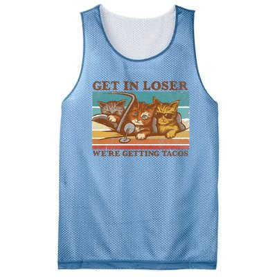 Get In Loser We're Getting Tacos Funny Cats Mesh Reversible Basketball Jersey Tank