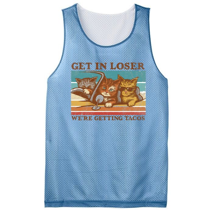 Get In Loser We're Getting Tacos Funny Cats Mesh Reversible Basketball Jersey Tank