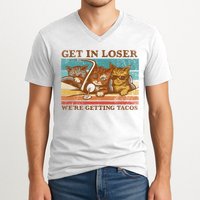 Get In Loser We're Getting Tacos Cats V-Neck T-Shirt