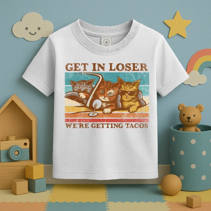 Get In Loser We're Getting Tacos Cats Toddler T-Shirt