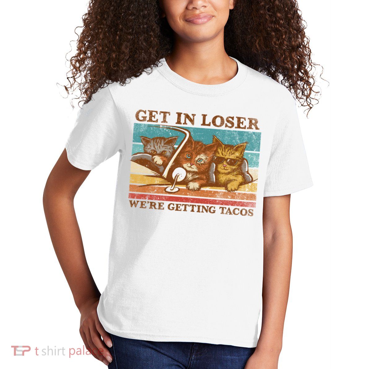 Get In Loser We're Getting Tacos Cats Kids T-Shirt