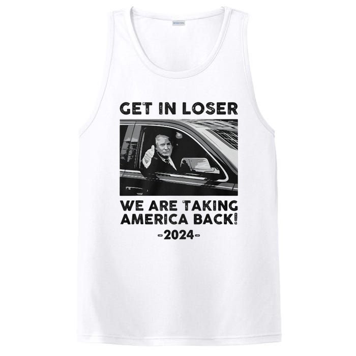 Get In Loser We Are Talking America Back Trump 2024 PosiCharge Competitor Tank