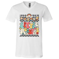 Groovy I Love My Job For All The Little Reasons Teacher V-Neck T-Shirt