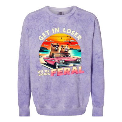 Get In Loser Were Going Feral Capybara Lovers Colorblast Crewneck Sweatshirt