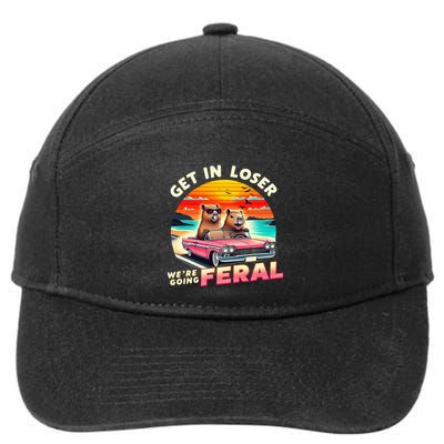 Get In Loser Were Going Feral Capybara Lovers 7-Panel Snapback Hat