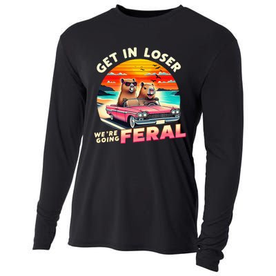 Get In Loser Were Going Feral Capybara Lovers Cooling Performance Long Sleeve Crew