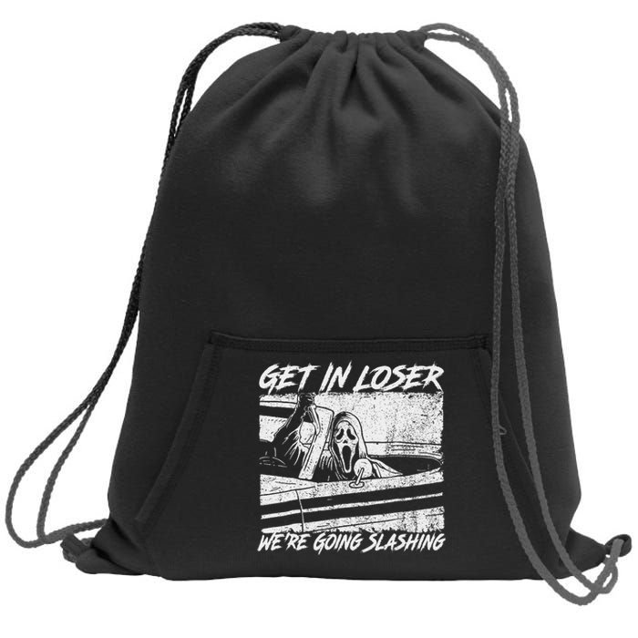 Get In Loser WeRe Going Slashing Horror Halloween Character Sweatshirt Cinch Pack Bag