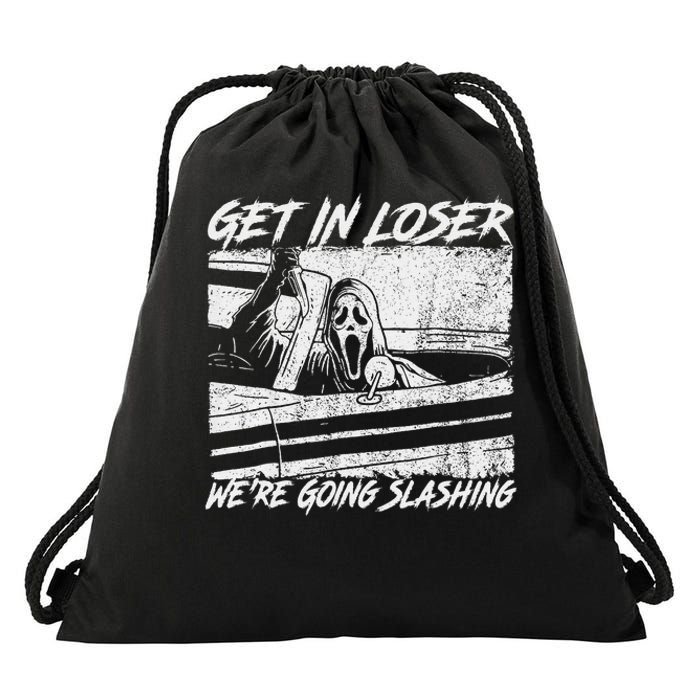 Get In Loser WeRe Going Slashing Horror Halloween Character Drawstring Bag