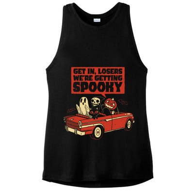 Get In Losers We're Getting Spooky Hallowen Ladies PosiCharge Tri-Blend Wicking Tank