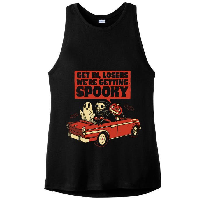 Get In Losers We're Getting Spooky Hallowen Ladies PosiCharge Tri-Blend Wicking Tank