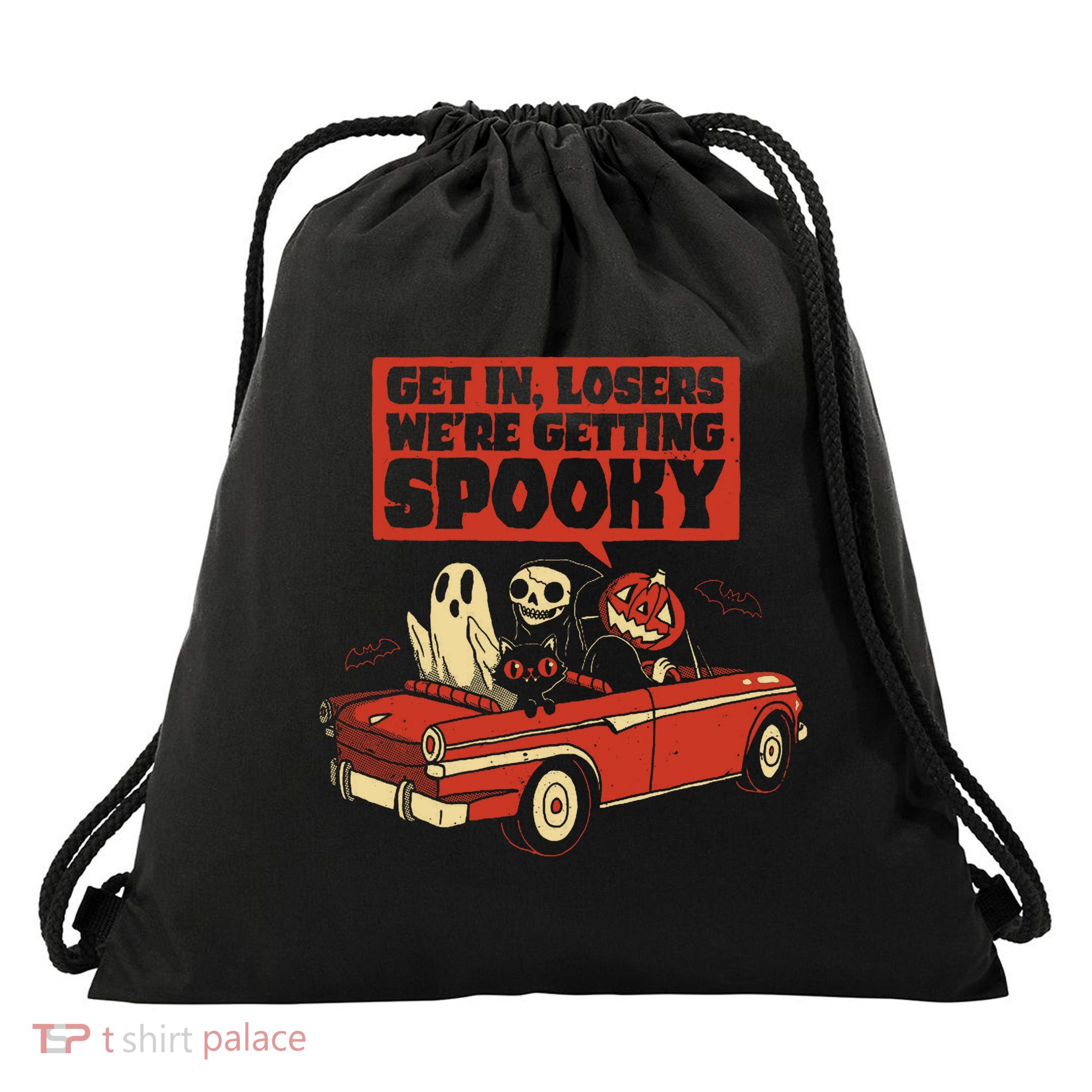 Get In Losers We're Getting Spooky Hallowen Drawstring Bag