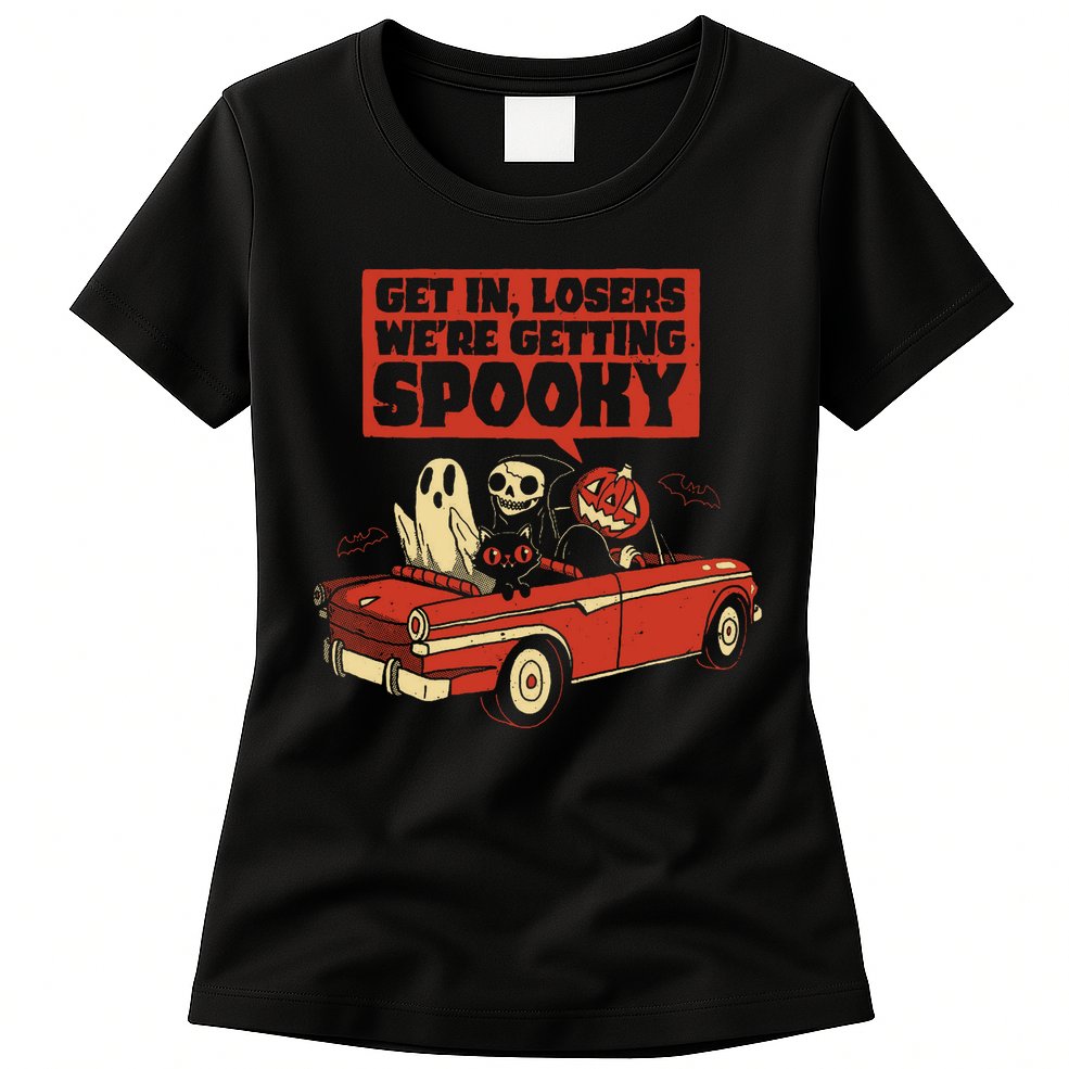 Get In Losers We're Getting Spooky Hallowen Womens T-Shirt