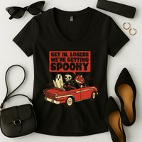 Get In Losers We're Getting Spooky Hallowen Women's V-Neck T-Shirt