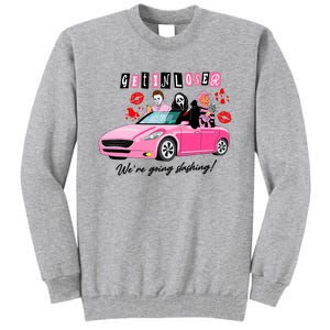 Get In Loser Were Going Slashing Pink Car Horror Character Tall Sweatshirt