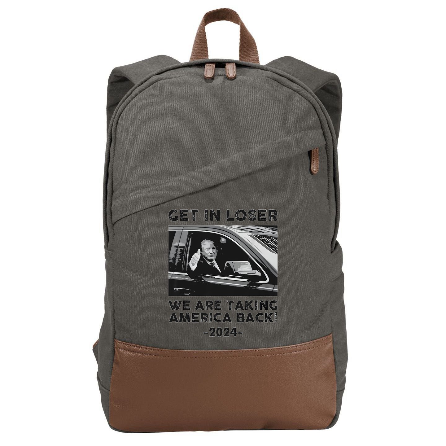Get In Loser We Are Talking America Back Trump 2024 Cotton Canvas Backpack