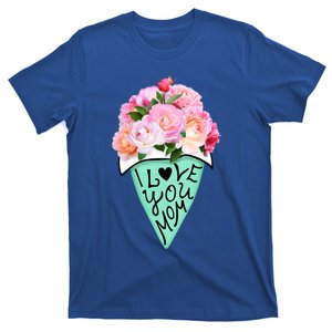 Groovy I Love You Mom Flower Bouquet Mother Day Mama Roses Gift T-Shirt