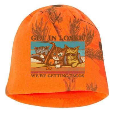 Get In Loser We're Getting Tacos Funny Retro Vintage Cool Cat Kati - Camo Knit Beanie