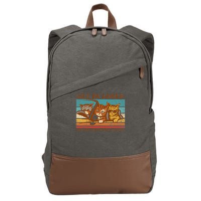 Get In Loser We're Getting Tacos Funny Retro Vintage Cool Cat Cotton Canvas Backpack