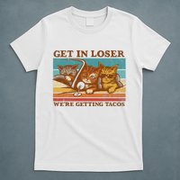 Get In Loser We're Getting Tacos Funny Retro Vintage Cool Cat T-Shirt