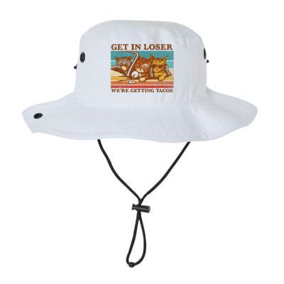 Get In Loser We're Getting Tacos Funny Retro Vintage Cool Cat Bucket Hat