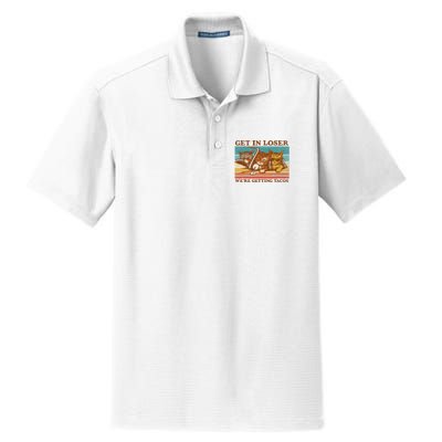 Get In Loser We're Getting Tacos Funny Retro Vintage Cool Cat Dry Zone Grid Polo