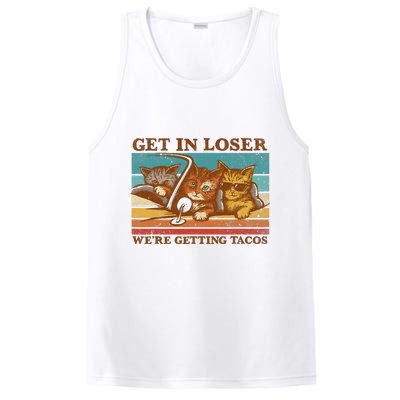 Get In Loser We're Getting Tacos Funny Retro Vintage Cool Cat PosiCharge Competitor Tank
