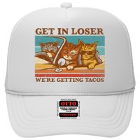 Get In Loser We're Getting Tacos Funny Retro Vintage Cool Cat Trucker Hat
