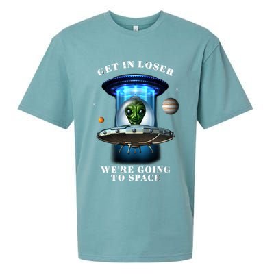 Get In Loser Funny Alien Going To Space Sueded Cloud Jersey T-Shirt