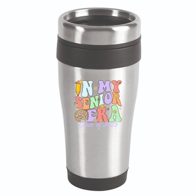 Groovy In My Senior Era Class Of 2025 Graduate Senior 2025 Funny Gift 16oz Travel Tumbler