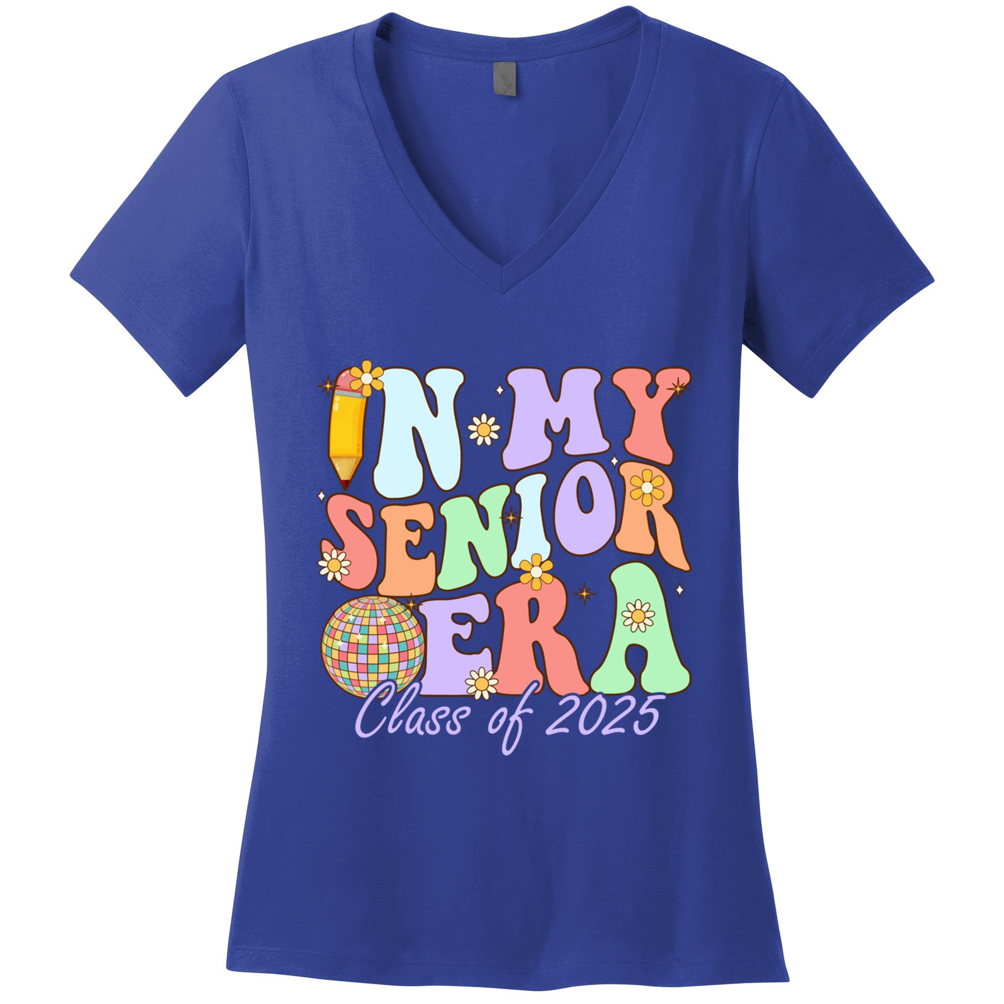 Groovy In My Senior Era Class Of 2025 Graduate Senior 2025 Funny Gift Women's V-Neck T-Shirt