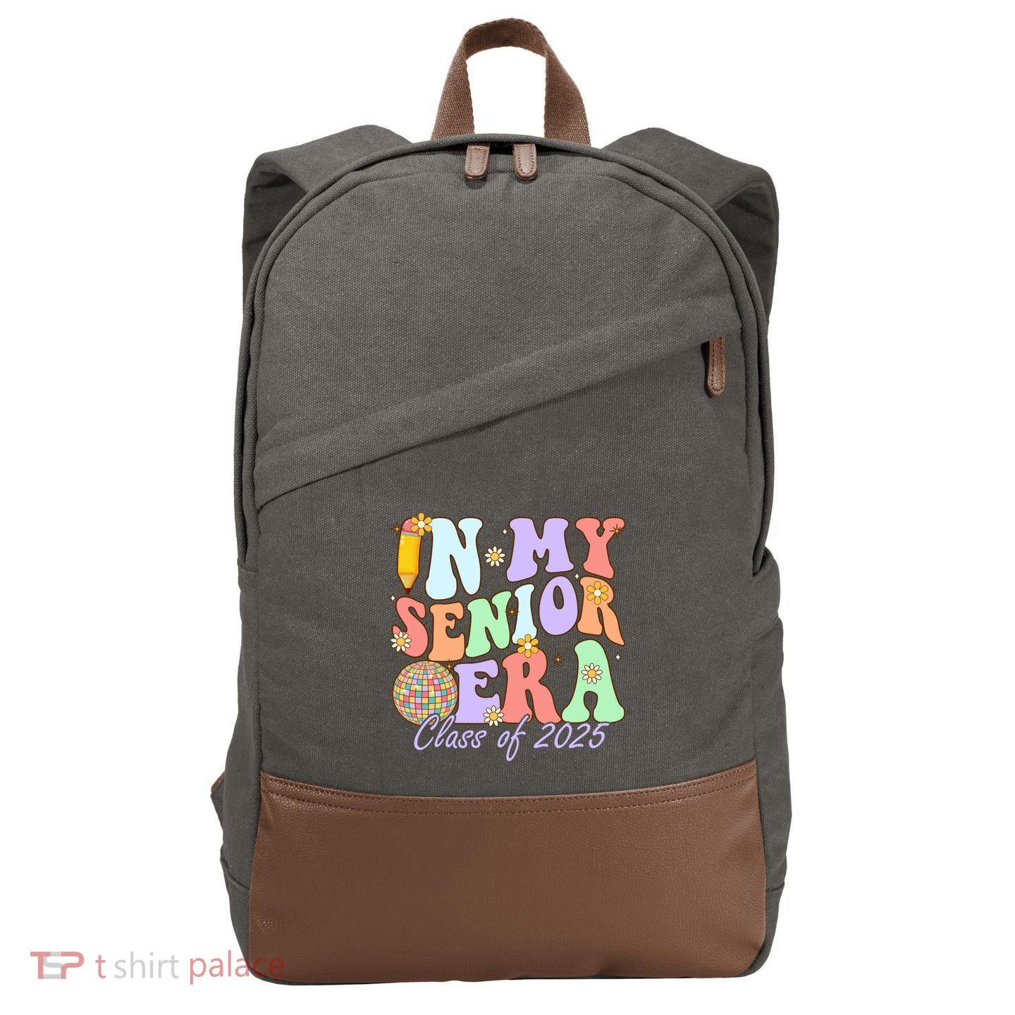 Groovy In My Senior Era Class Of 2025 Graduate Senior 2025 Funny Gift Cotton Canvas Backpack