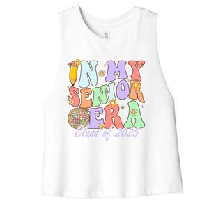 Groovy In My Senior Era Class Of 2025 Graduate Senior 2025 Funny Gift Women's Racerback Cropped Tank