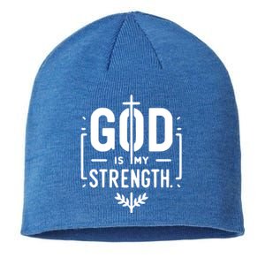 God Is My Strength Inspirational Christian Faith Quote Gift Sustainable Beanie