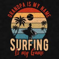 Grandpa Is My Name Surfing Is My Game Ladies PosiCharge Tri-Blend Wicking Tank