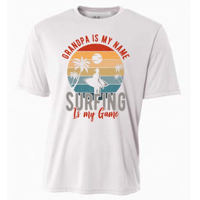 Grandpa Is My Name Surfing Is My Game Cooling Performance Crew T-Shirt