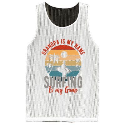 Grandpa Is My Name Surfing Is My Game Mesh Reversible Basketball Jersey Tank